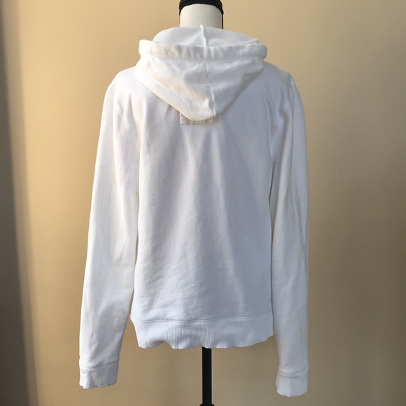 White Front Zip Hoodie with Purple and Gray Accents - Picture 4 of 8